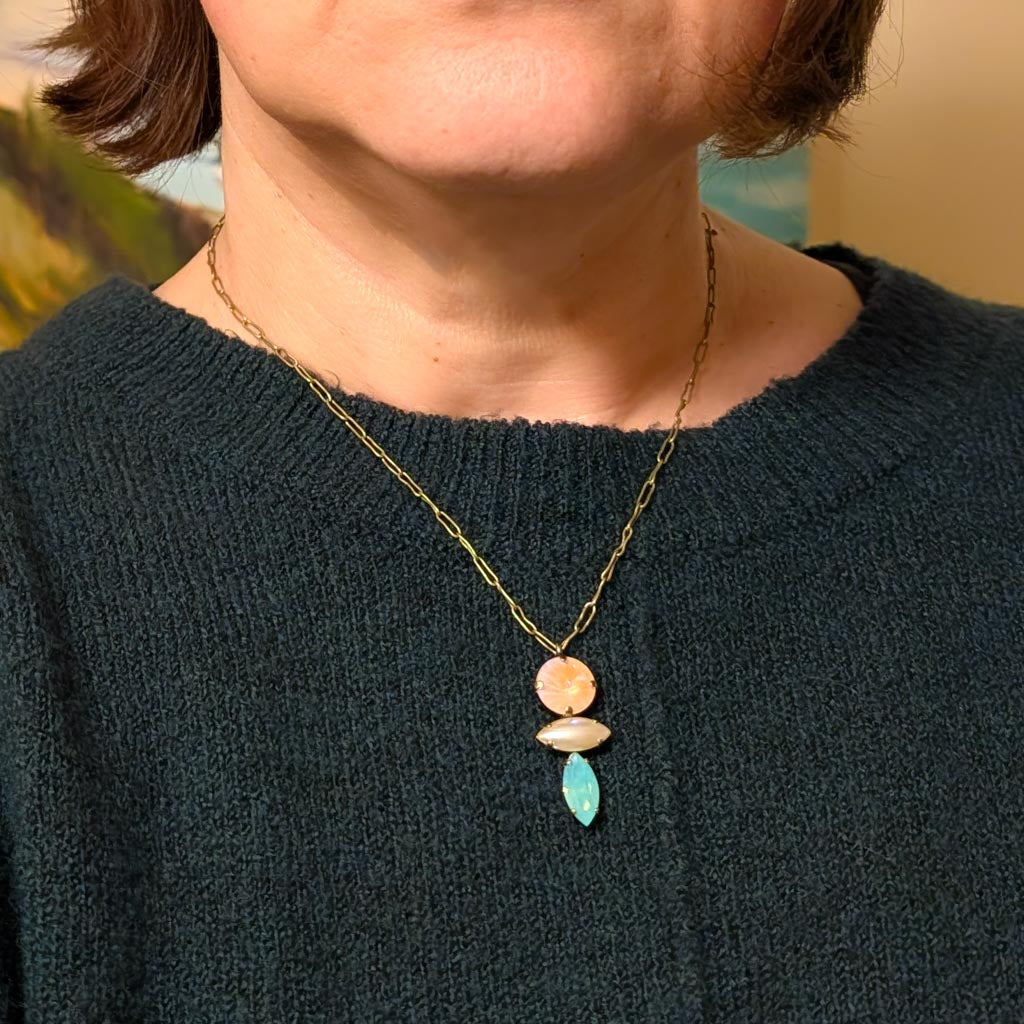 Tide Pool Rhinestone Stack Necklace :: Crab