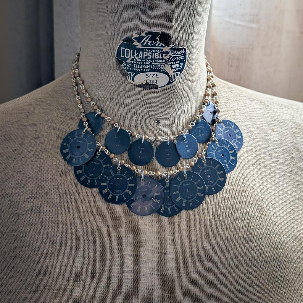 Vintage Watch Dial Necklace - The Blue Hour