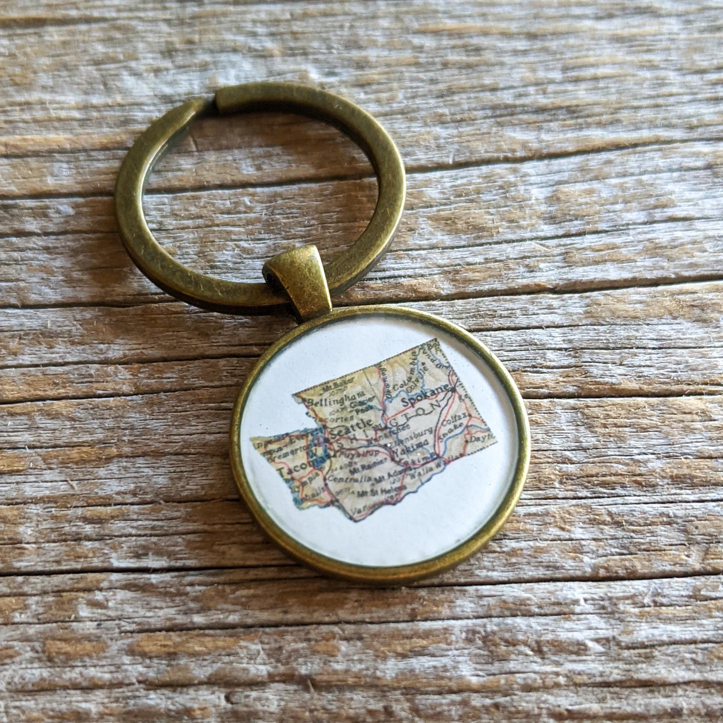 Washington State Keychain - Vintage Map
