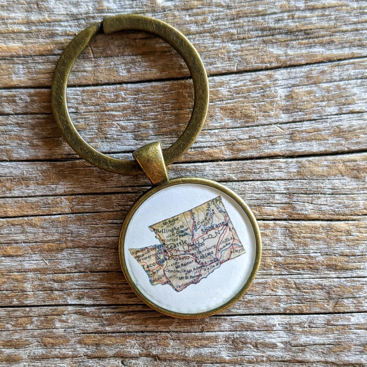 Washington State Keychain - Vintage Map