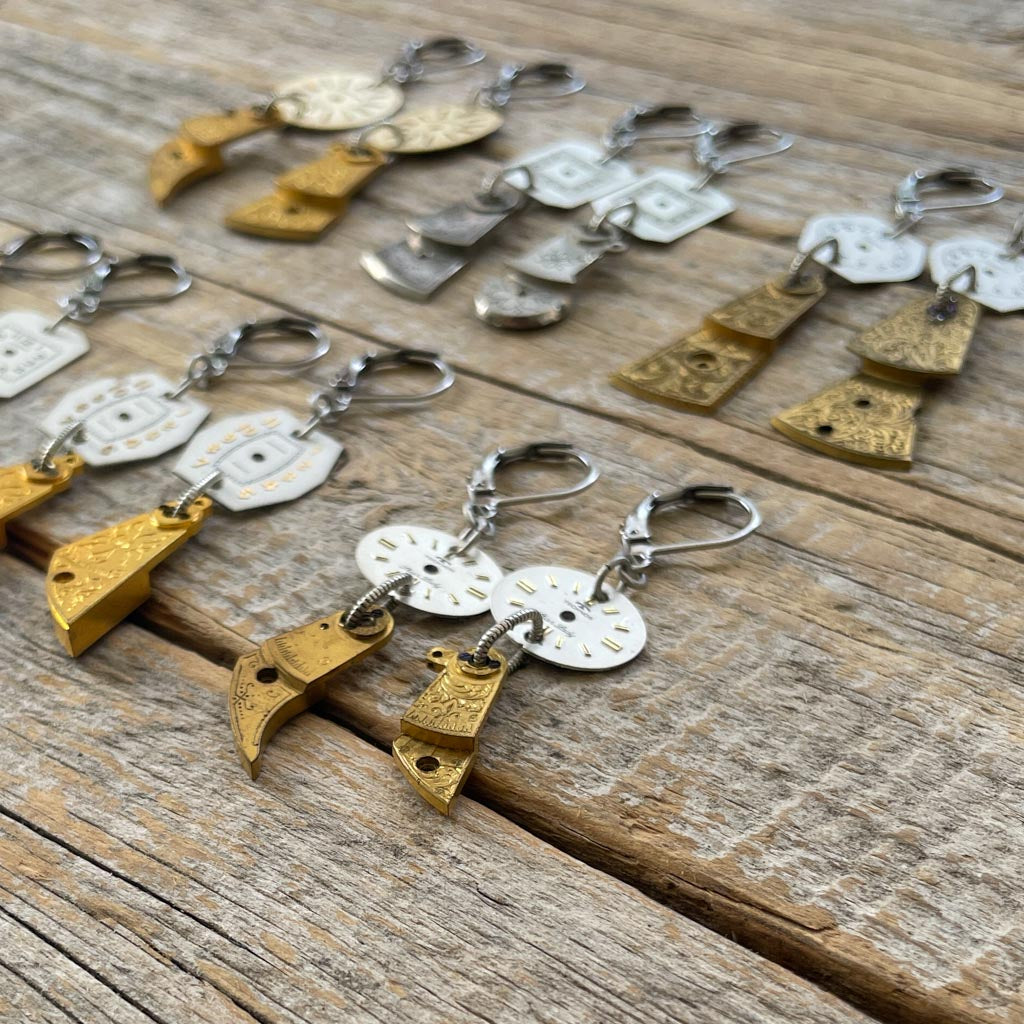 Vintage Watch Dial Earrings - Balancing Time