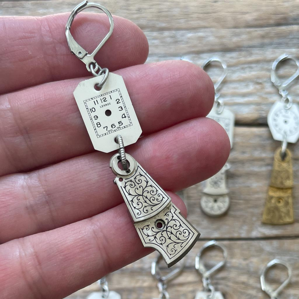 Vintage Watch Dial Earrings - Balancing Time