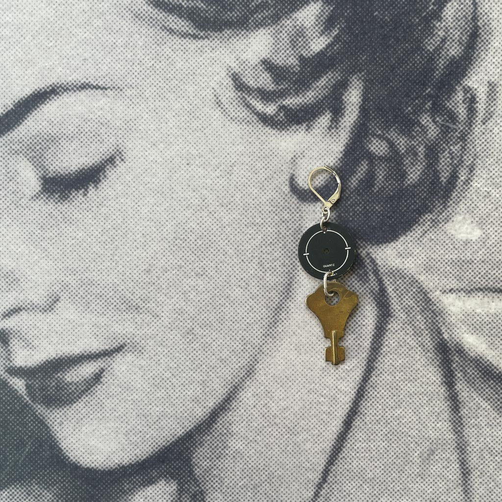 Vintage Watch Dial Earrings - Keys