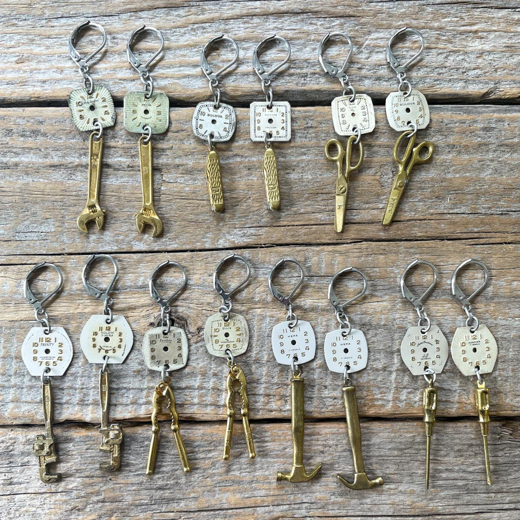 Vintage Watch Dial Earrings - Tiny Tools