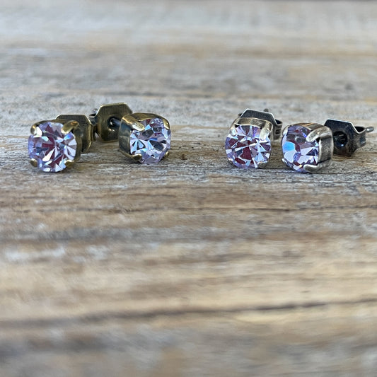 Alexandrite Vintage Rhinestone Post Earrings (Small)