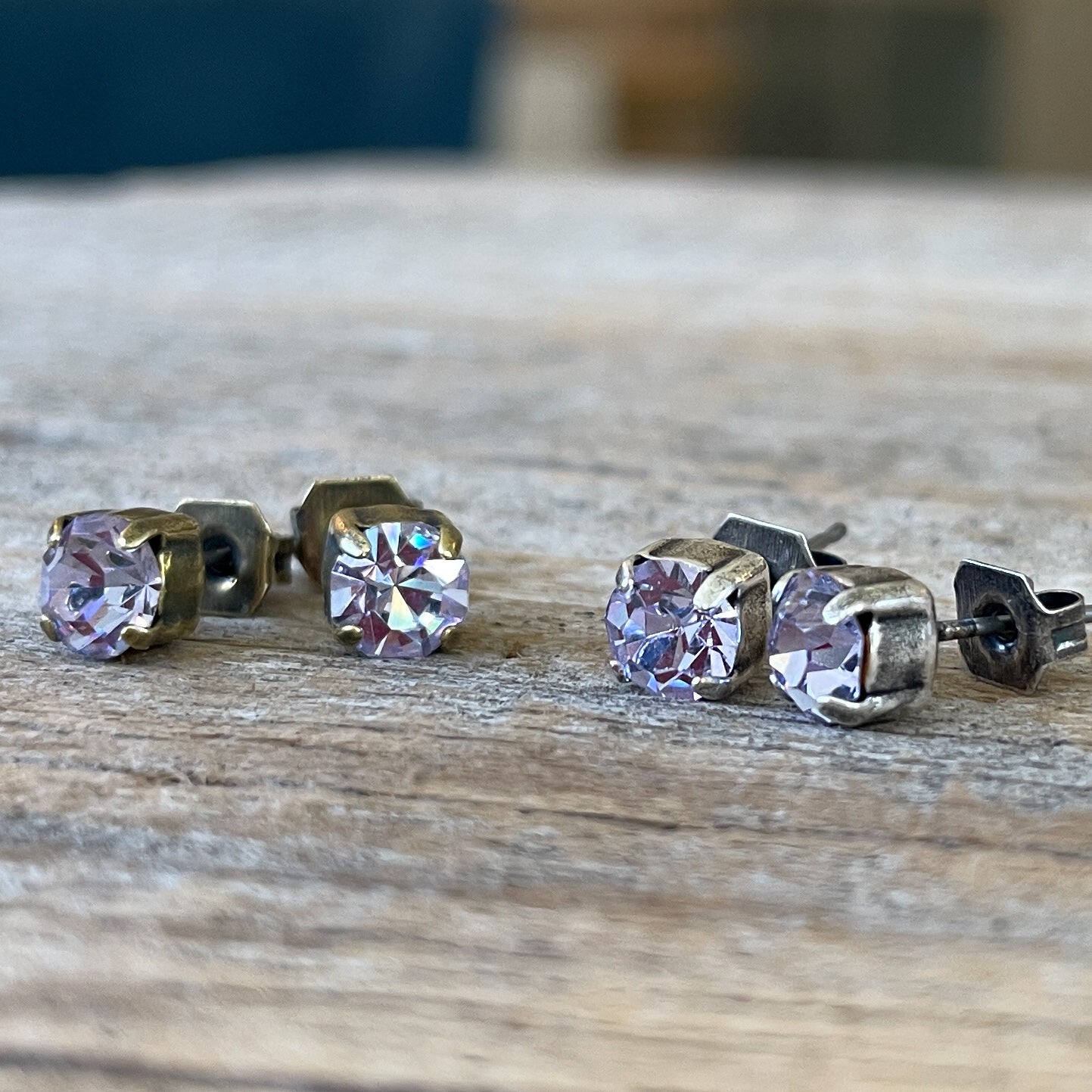 Alexandrite Vintage Rhinestone Post Earrings (Small)