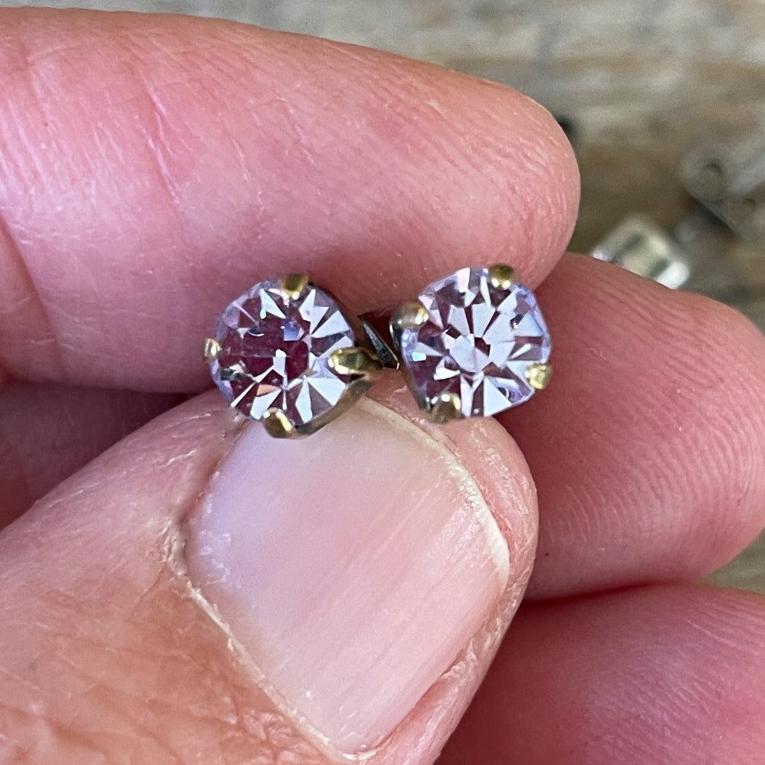 Alexandrite Vintage Rhinestone Post Earrings (Small)