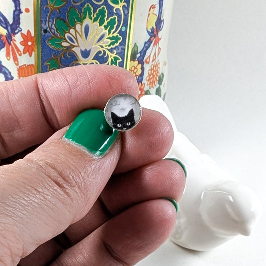 Peeking Peekaboo Cat Post Earrings - Lucky Cat