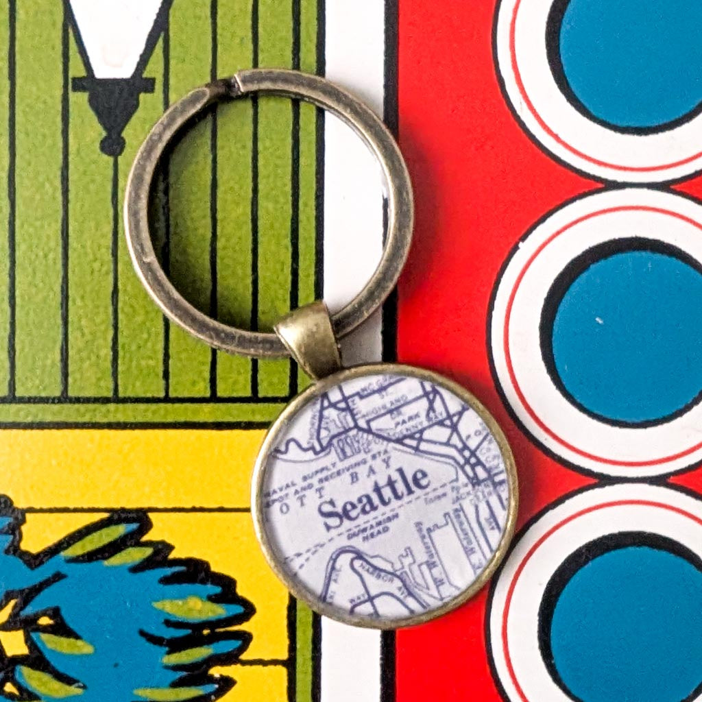 Seattle Keychain - Vintage Map