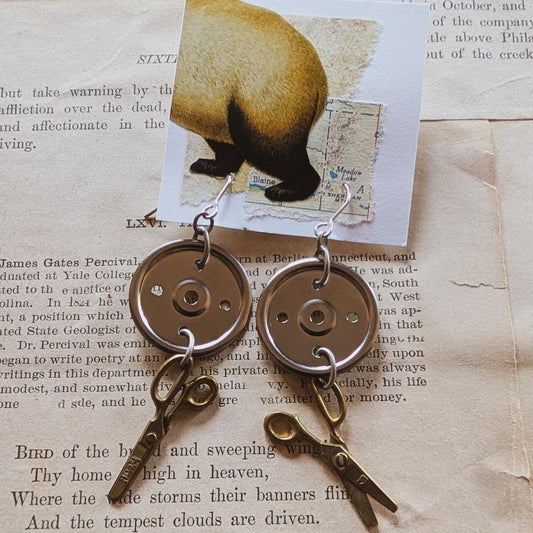 Vintage Scissors Charm Earrings - Hard Drive Spacers