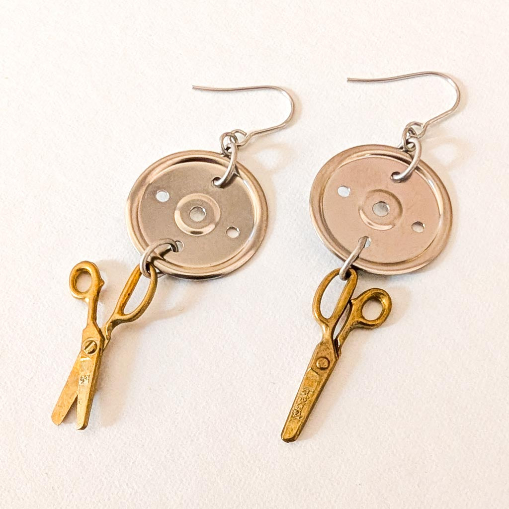 Vintage Scissors Charm Earrings - Hard Drive Spacers