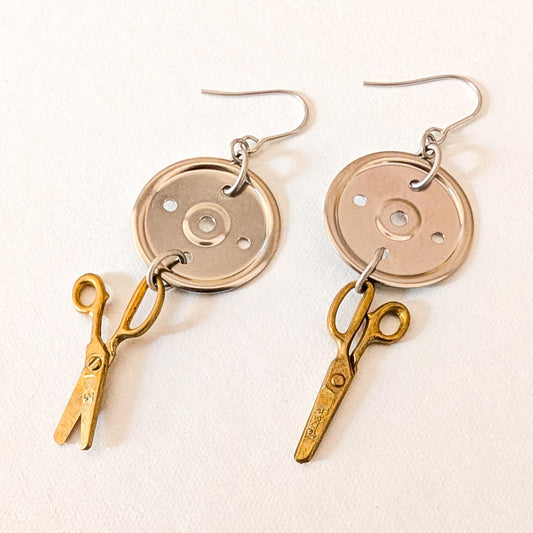 Vintage Scissors Charm Earrings - Hard Drive Spacers