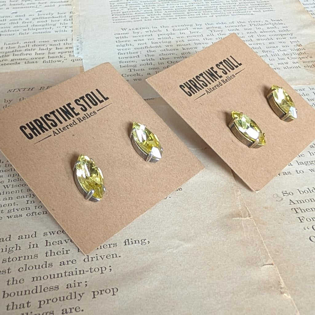 Jonquil Yellow Vintage Rhinestone Post Earrings *SALE*