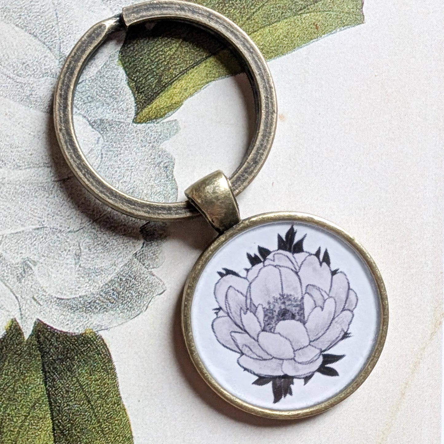 Peony Flower Keychain - Peony Bloom
