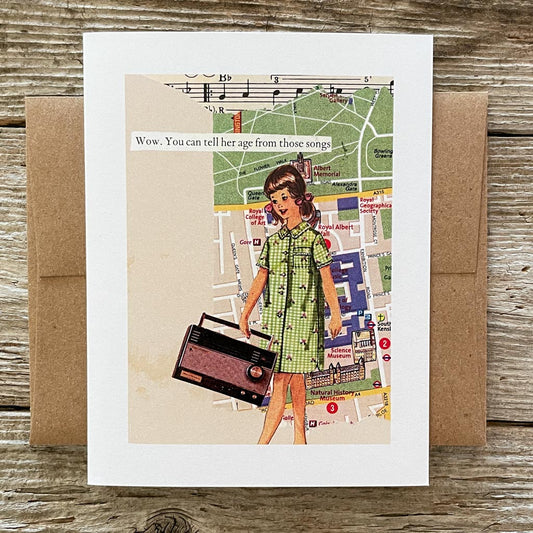 Collage Art Birthday Greeting Card - You Can Tell Her Age