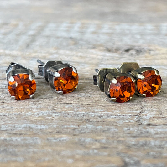 Madeira Topaz Vintage Rhinestone Post Earrings (Small)