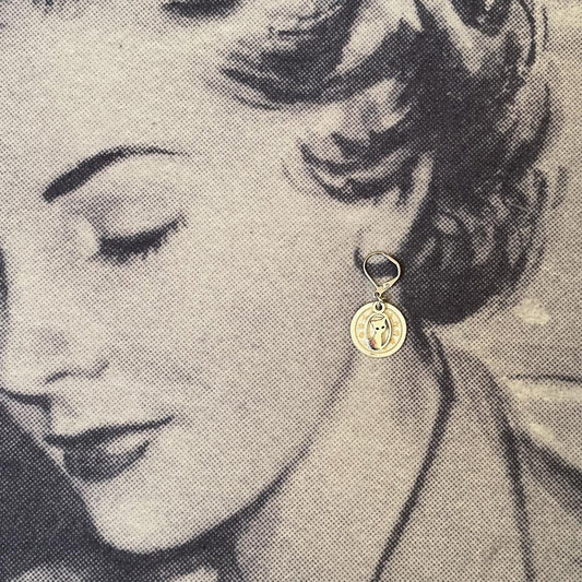 Vintage Watch Dial Earrings - Silver Cats