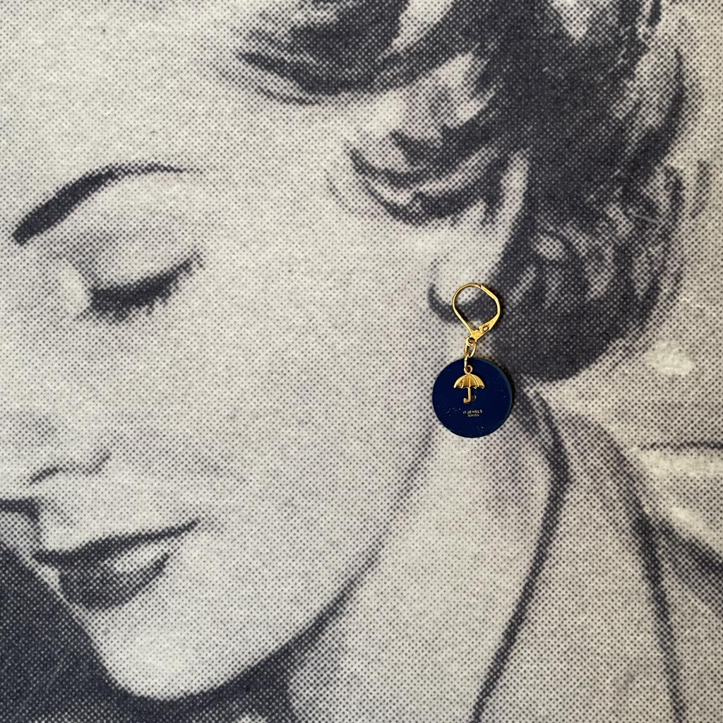 Vintage Watch Dial Earrings - Gold Umbrella