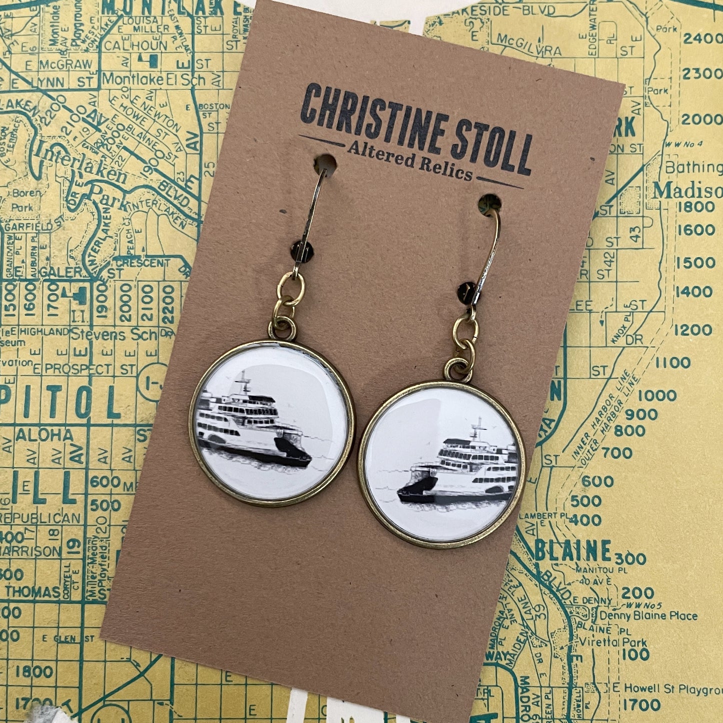 Ferry Boat Earrings [Large] - Ferry Me There Dangle Earrings