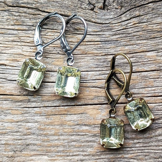 Yellow Jonquil Vintage Rhinestone Earrings