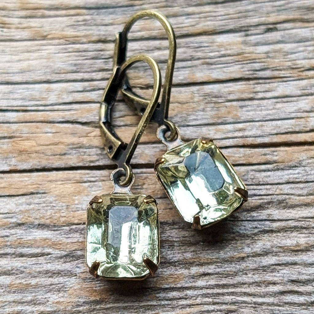 Yellow Jonquil Vintage Rhinestone Earrings