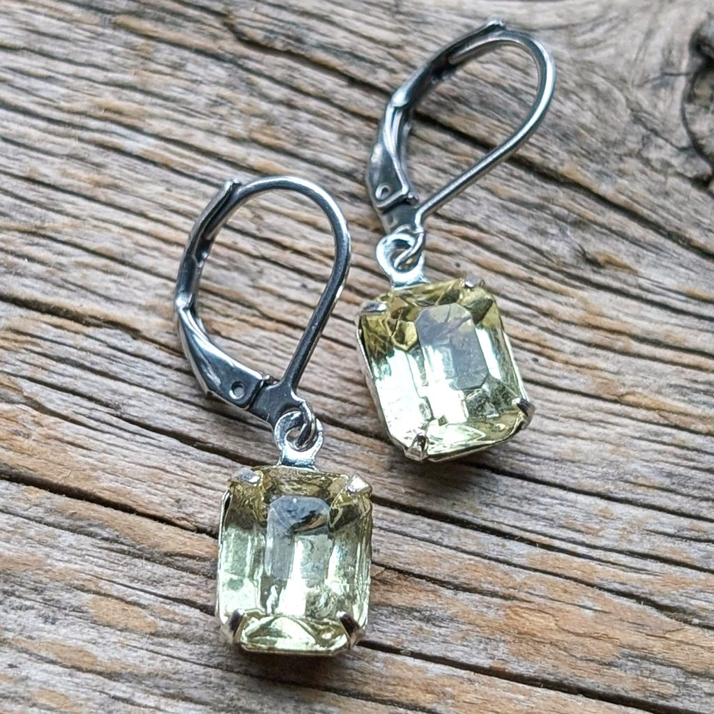 Yellow Jonquil Vintage Rhinestone Earrings