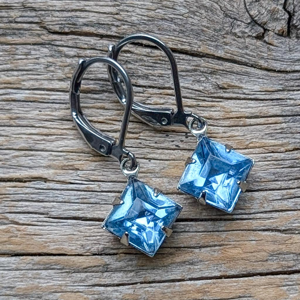 Light Sapphire Vintage Rhinestone Earrings *SALE*