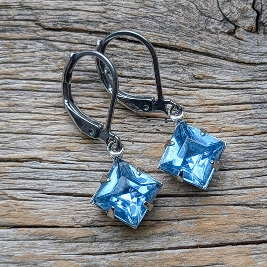 Light Sapphire Vintage Rhinestone Earrings *SALE*