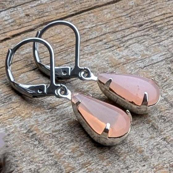 Pink Opal Vintage Rhinestone Earrings *SALE*