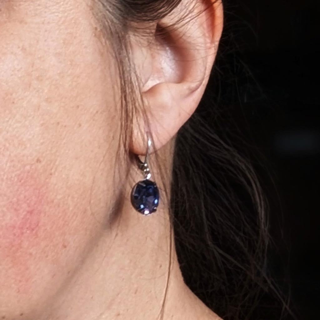 Tanzanite Purple Vintage Rhinestone Earrings