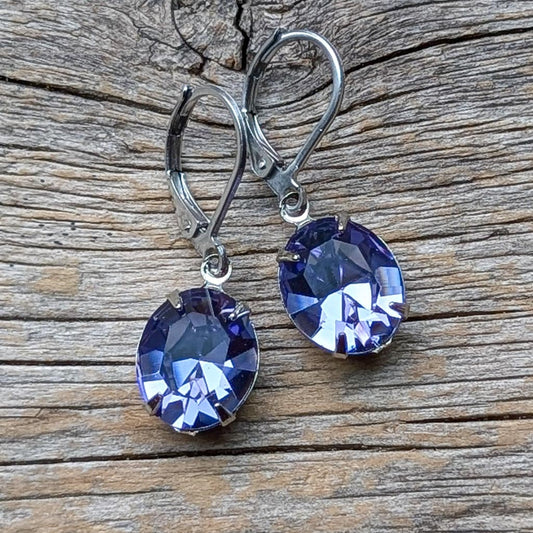 Tanzanite Purple Vintage Rhinestone Earrings