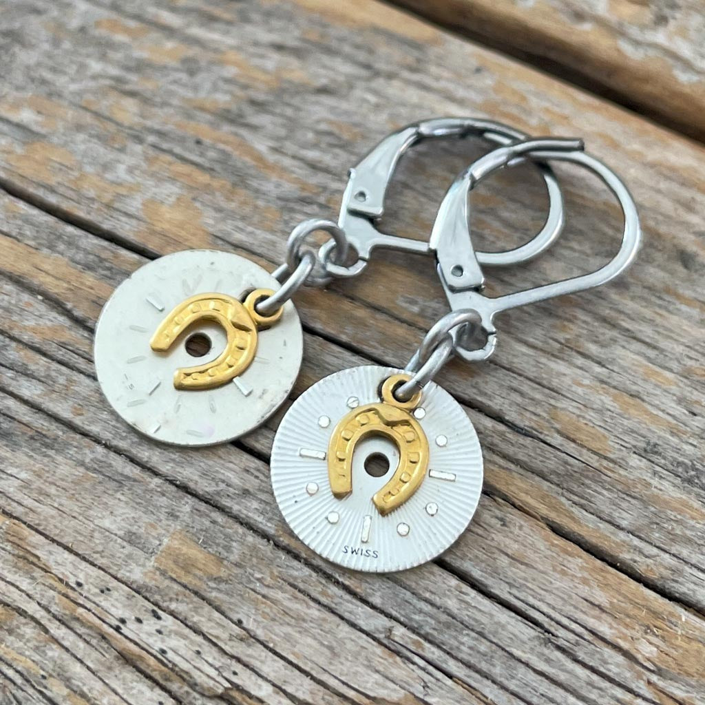 Tiny Treasures Earrings - Vintage Watch Dials + Bees + Mushrooms + Horseshoes