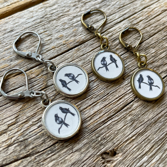 Songbirds Vintage Image Dangle Earrings