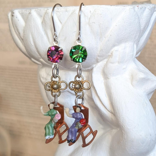 Limited Edition Earrings - Rock-A-Bye (Green+Purple)