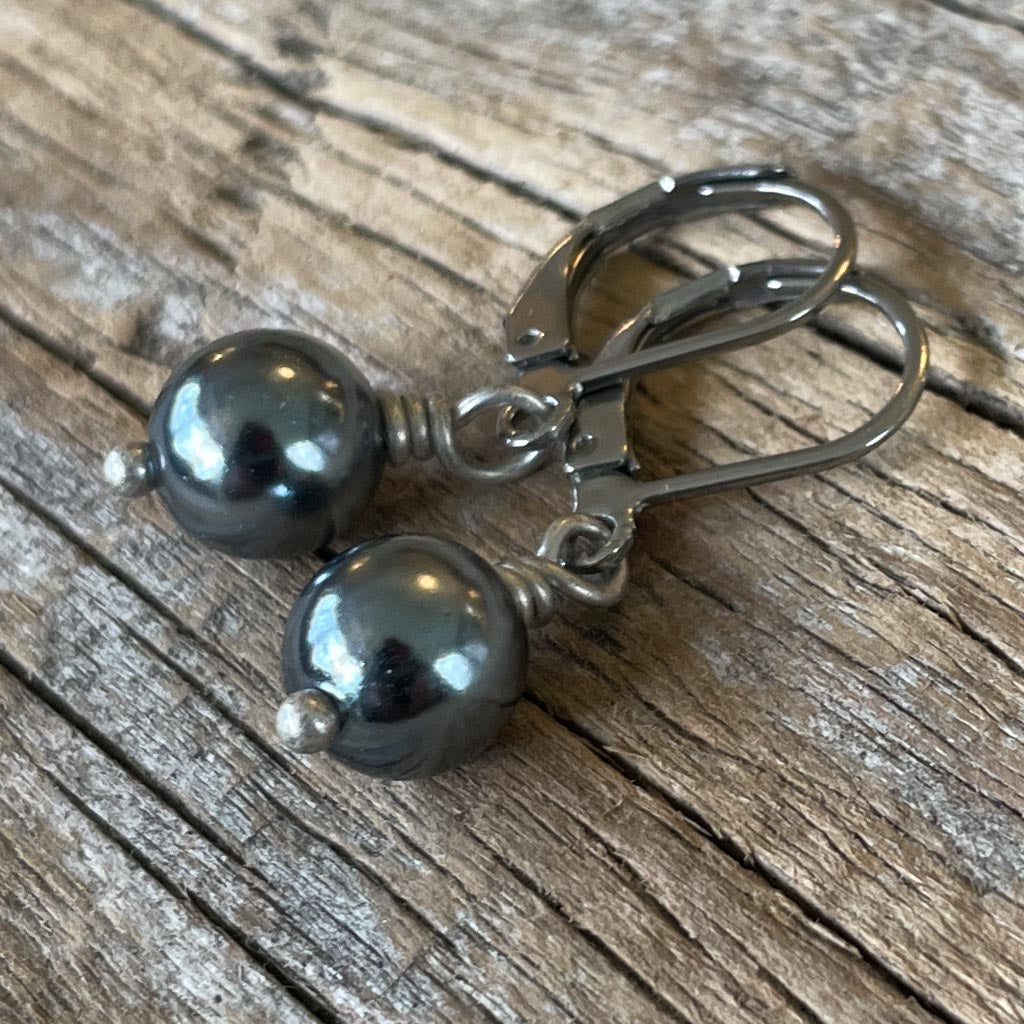 Black Pearl Earrings - Vintage Repurposed