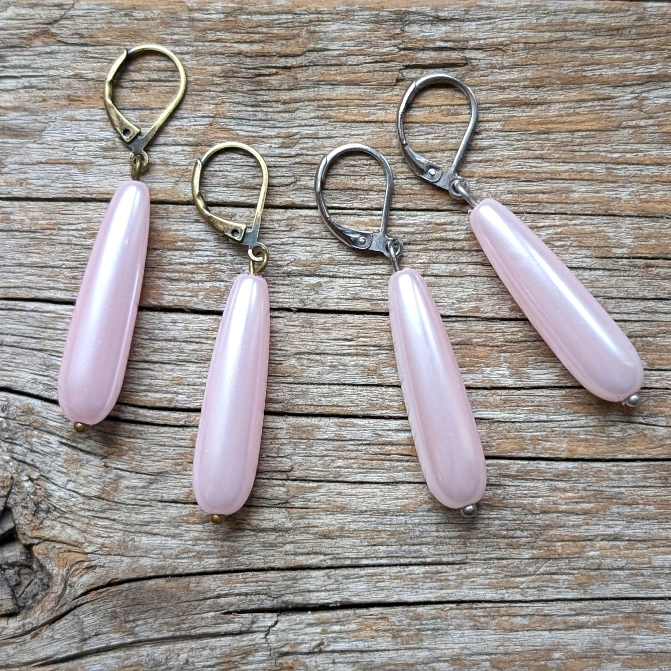 Pink Vintage Pearl Drop Earrings