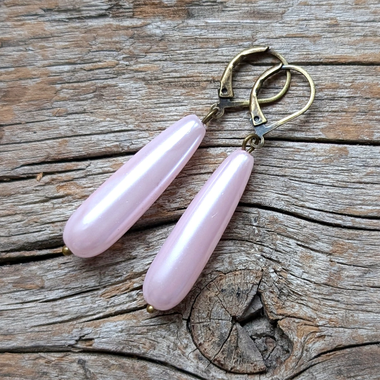 Pink Vintage Pearl Drop Earrings