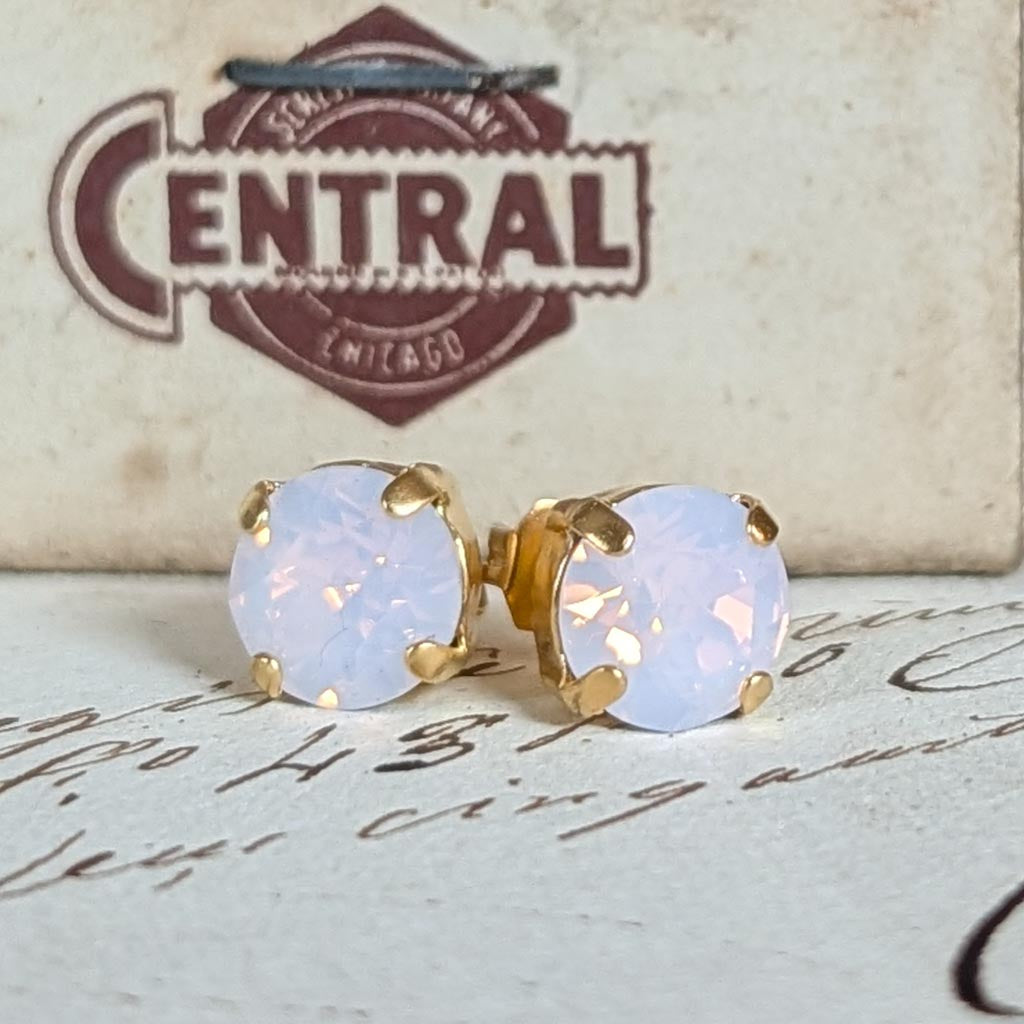 Rose Water Opal Rhinestone Post Earrings
