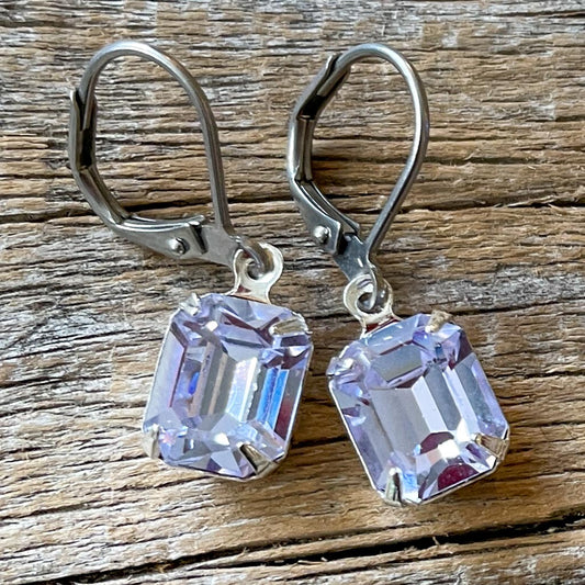 Alexandrite Purple Vintage Rhinestone Earrings