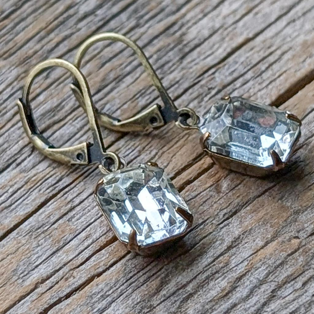 Crystal Clear Vintage Rhinestone Earrings