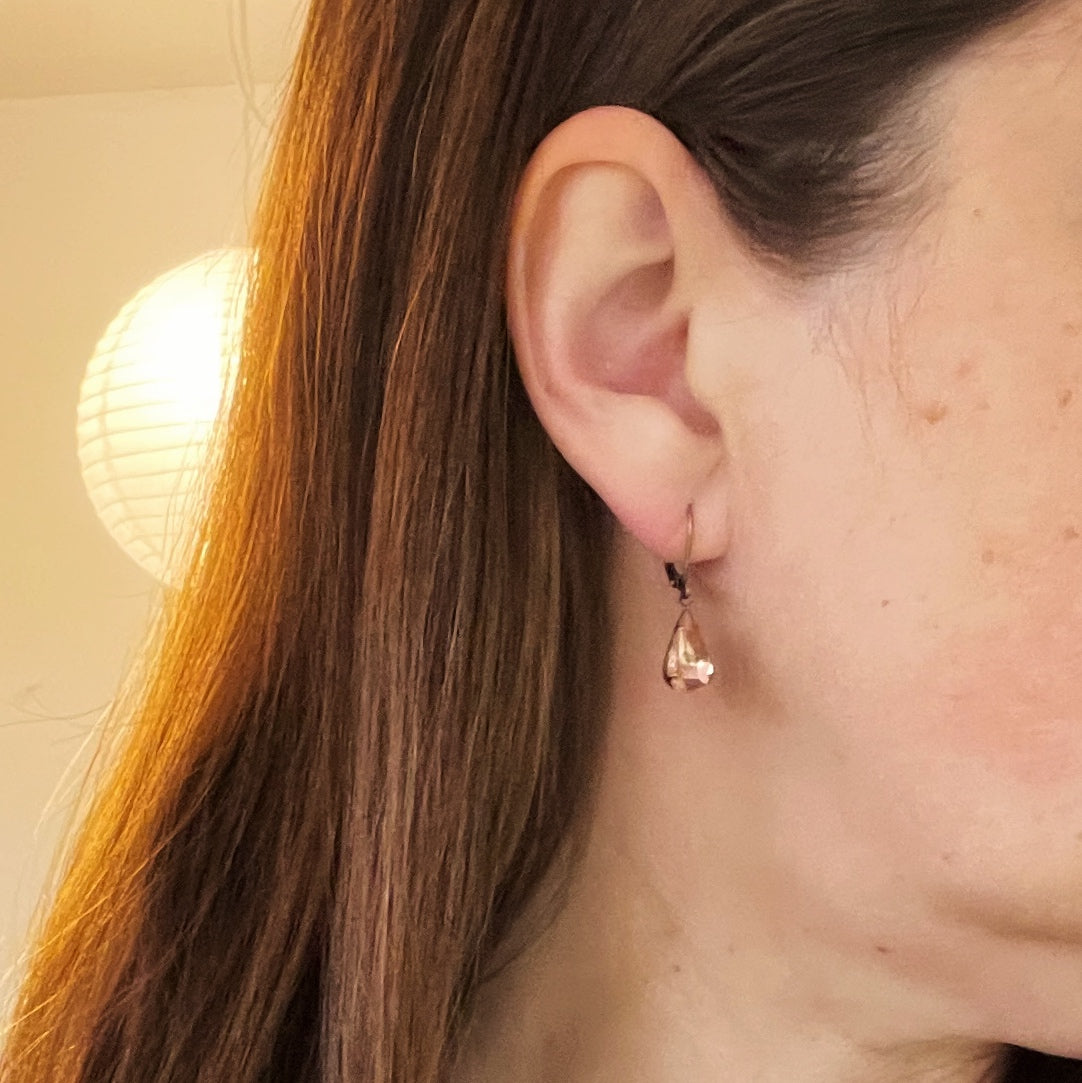 Light Rose Pink Vintage Glass Rhinestone Earrings