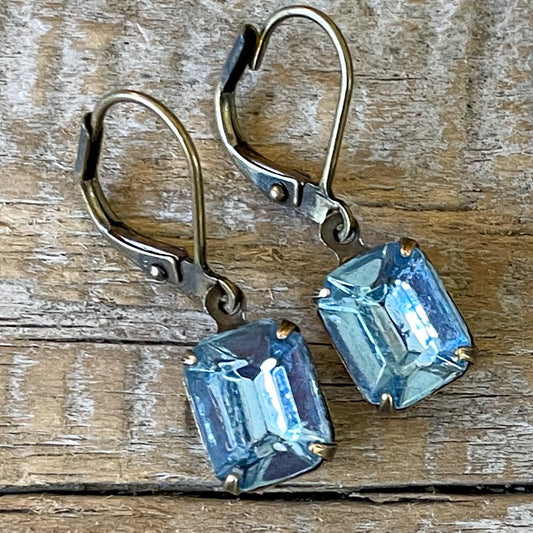 Light Sapphire Vintage Rhinestone Earrings *SALE*