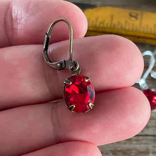 Light Siam Red Vintage Rhinestone Earrings *SALE*