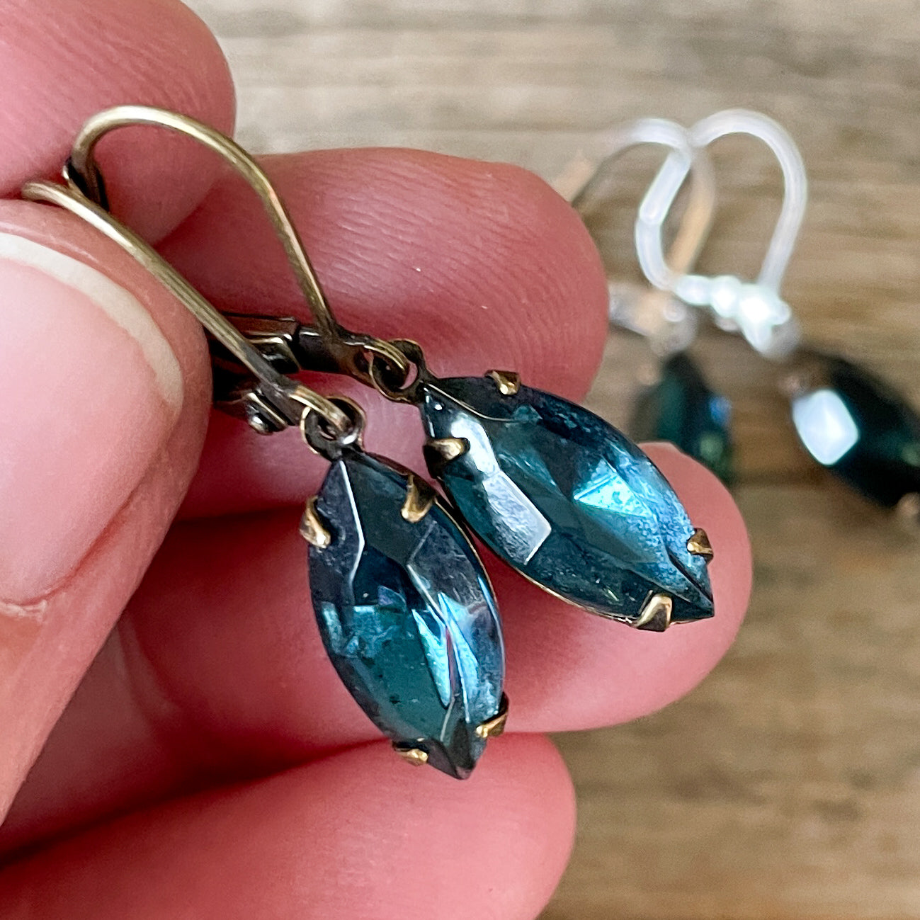 Montana Sapphire Blue Vintage Rhinestone Earrings