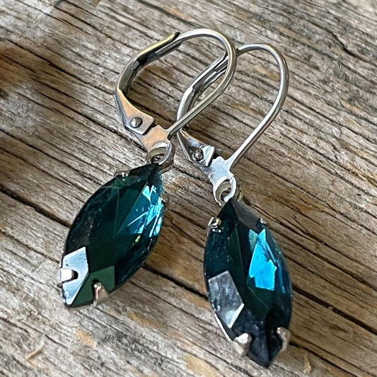 Montana Sapphire Blue Vintage Rhinestone Earrings