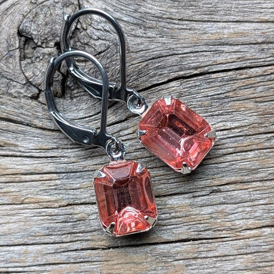 Rosaline Pink Vintage Rhinestone Earrings