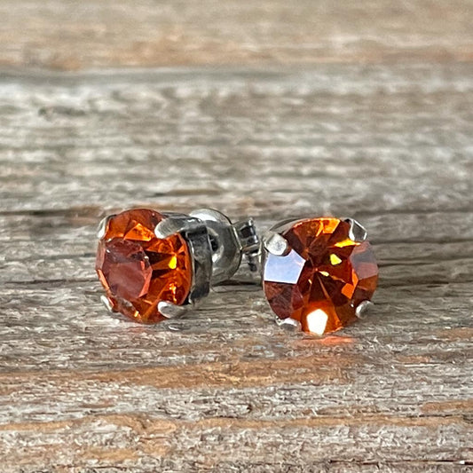 Madeira Topaz Vintage Rhinestone Post Earrings (Large)