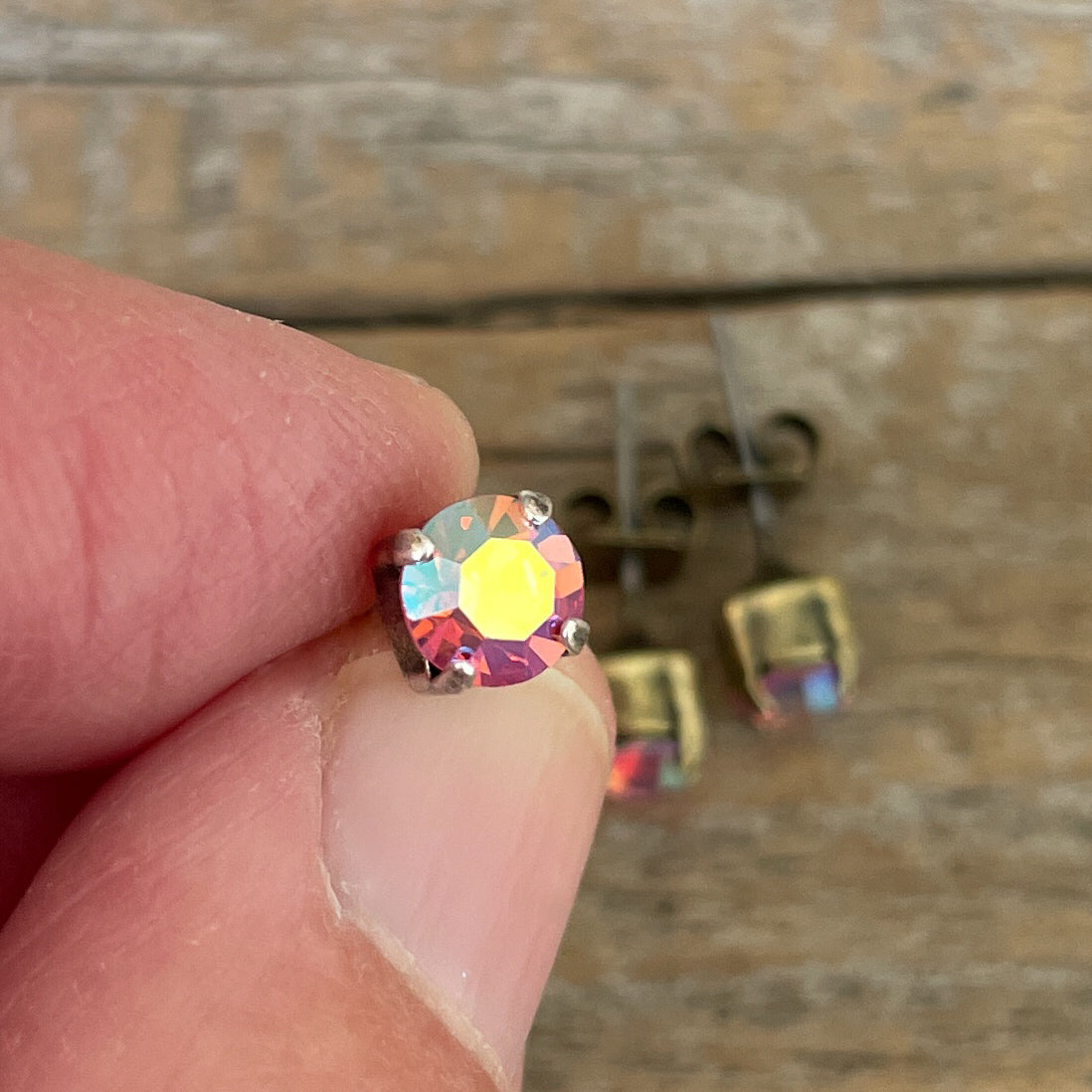 Light Rose AB Vintage Rhinestone Post Earrings *SALE*