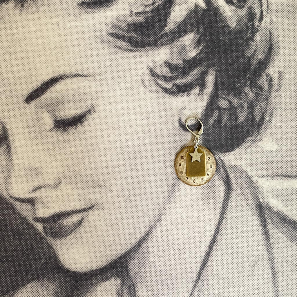 Vintage Watch Dial Earrings - Stars + Tags