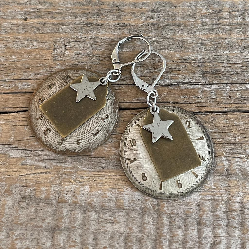 Vintage Watch Dial Earrings - Stars + Tags